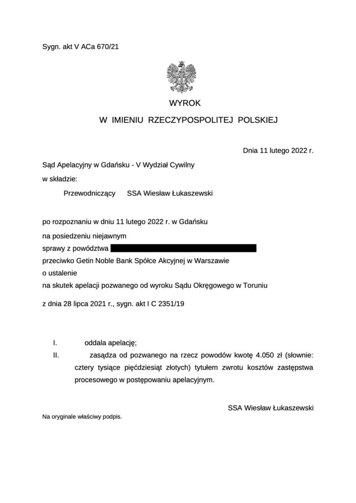 Umowa Getin Banku nieważna. Pomoc frankowiczom Toruń. Kancelaria prawna Bydgoszcz.