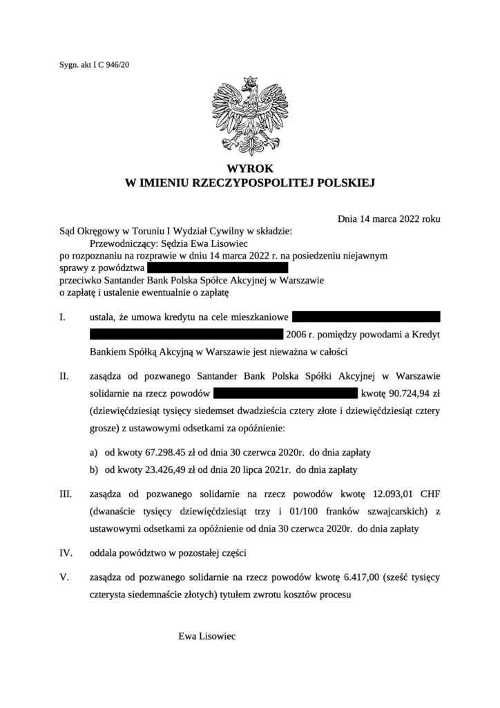 Umowa banku nieważna. Pomoc frankowiczom Gdynia. Kancelaria sprawy frankowe Rypin.