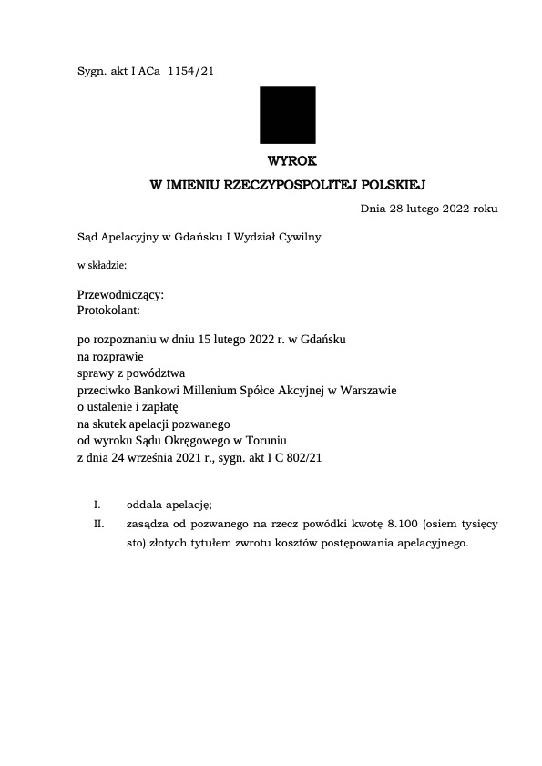 Rozliczenie nieważnej umowy frankowej