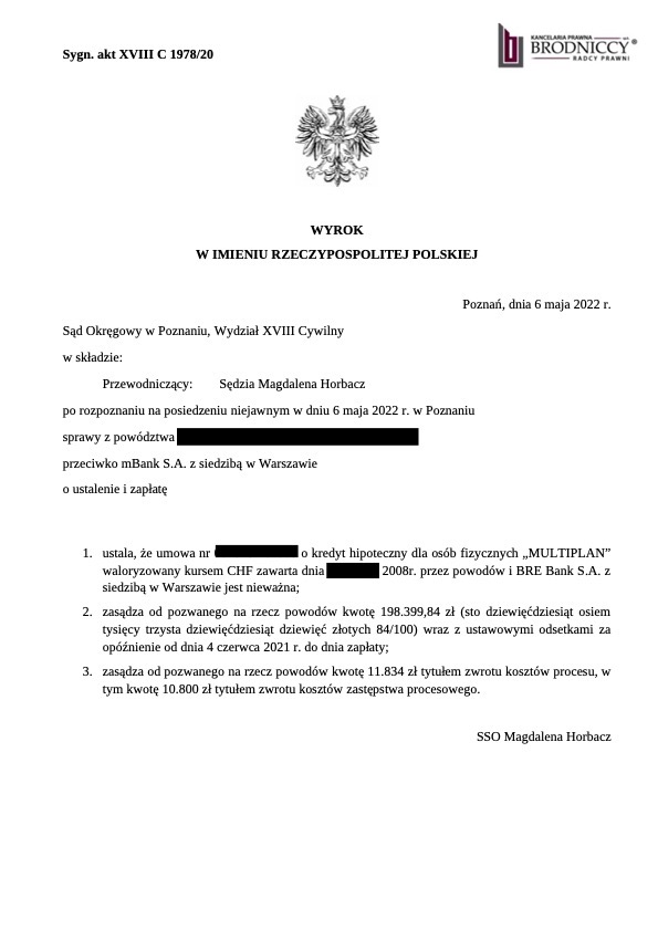 Nieważność umowy mBanku Multiplan. Unieważnienie umowy Multiplan. Mbank przegrywa w sądzie z kredytobiorcami