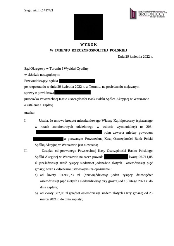 Własny Kąt hipoteczny wyrok. Umowa PKOBP nieważna. Unieważnienie umowy Własny Kąt