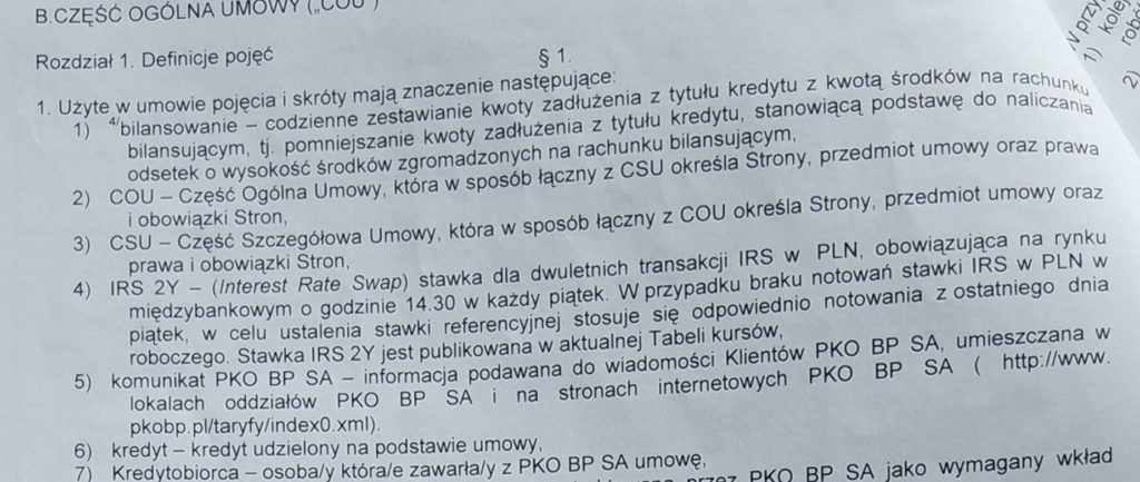 Część ogólna umowy MIX hipoteczny PKO BP