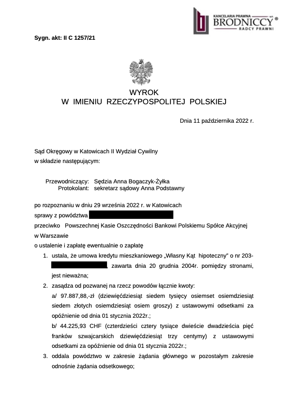 Umowa Własny Kąt z 2004 roku nieważna
