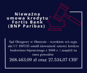Nieważna umowa kredytu Fortis Bank