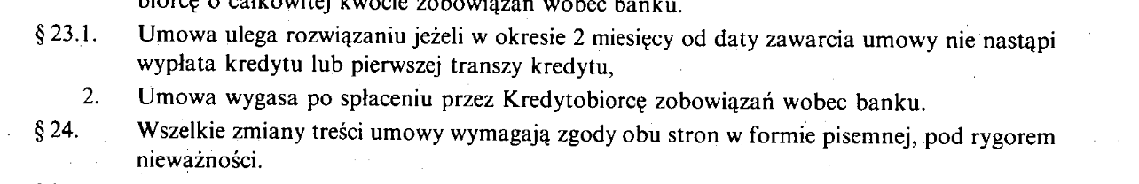 Fragment umowy kredytu Alicja PKO BP dotyczący wygaśnięcia umowy po spłacie zobowiązań wobec banku